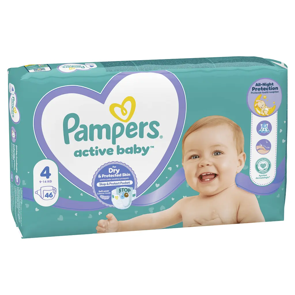 Підгузки Pampers Active Baby Maxi Розмір 4 (9-14 кг) 46 шт (8001090949097) - фото 2