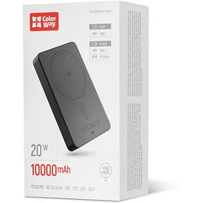 Батарея універсальна ColorWay 10 000 mAh PD/22.5W, 15W MagSafe Black (CW-PB100LPA1BK-WPDD) - фото 5
