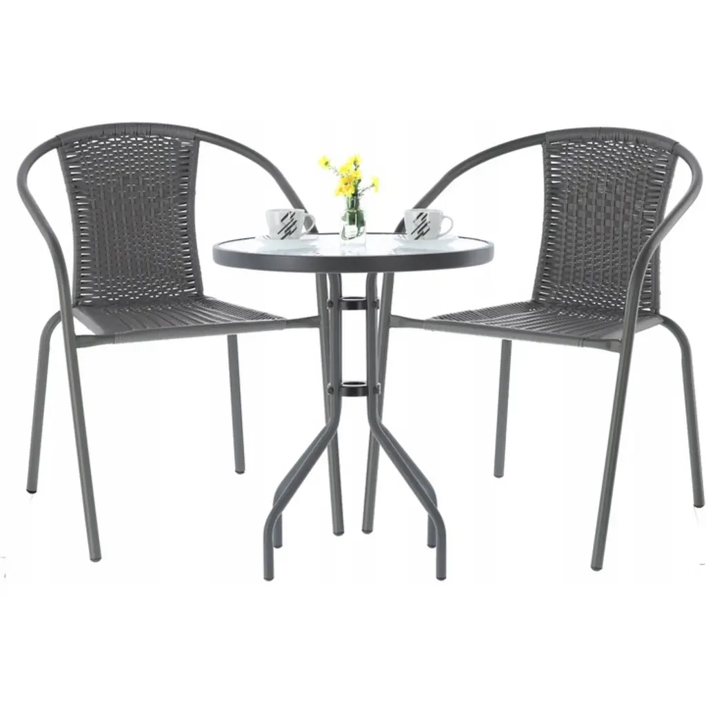 Садові меблі Chomik Bistro New стіл та 2 стільці сірий - фото 5