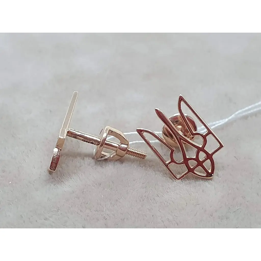 Золоті сережки-пуссети Всесвіт Тризуб. 20703100 - фото 3