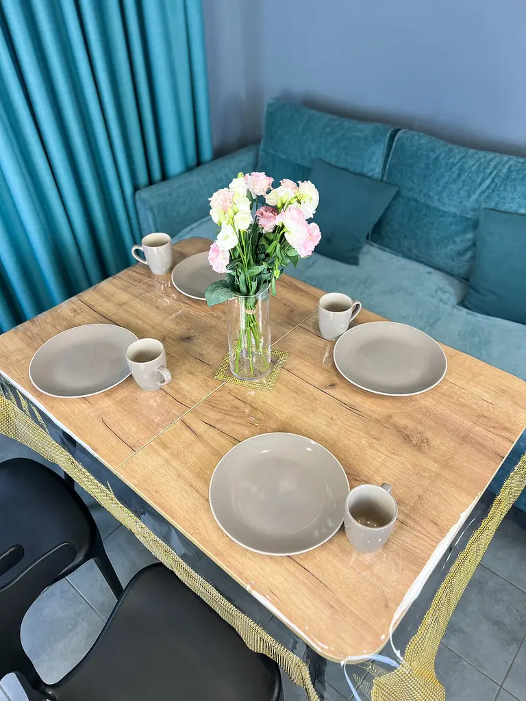 Скатертина силіконова із золотою перлинною стрічкою 320х200 см - фото 9