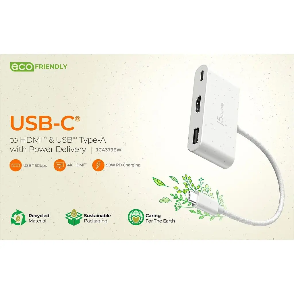 Багатопортовий мультиадаптер J5create JCA379EW-N, USB Type-C 3-в-1 білий - фото 5