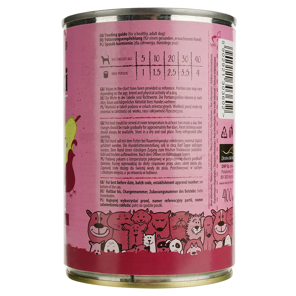 Влажный корм для собак Dolina Noteci Superfood с мясом утки и перепелки 400 г - фото 4