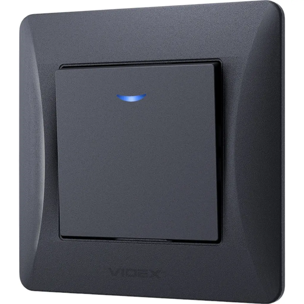 Вимикач одноклавішний Videx Binera з підсвіткою чорний графіт 1 шт. - фото 2