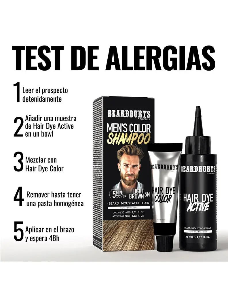 Шампунь камуфлюючий Beardburys Men's Color Shampoo Light Brown 5N світло-коричневий - фото 3