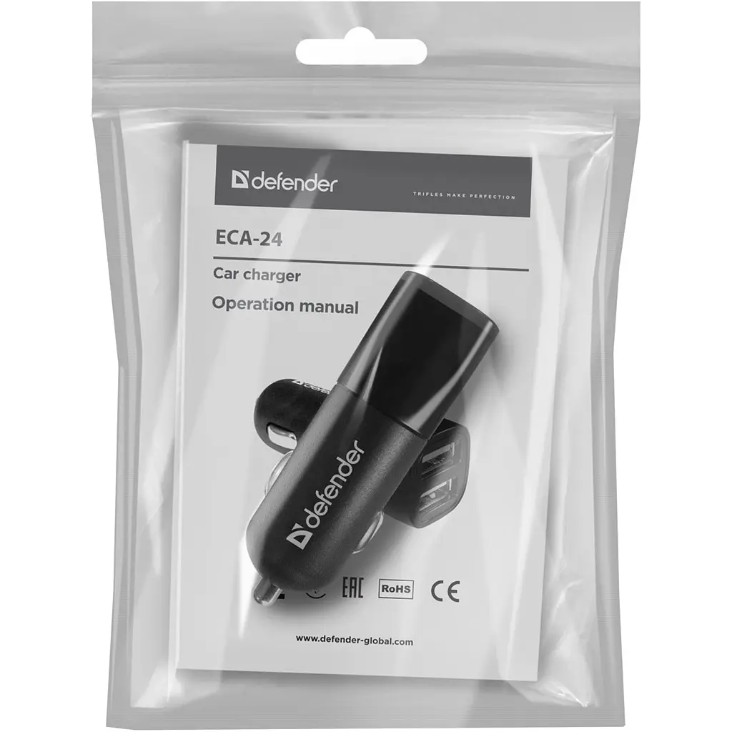 Зарядний пристрій Defender 2xUSB 12W 2.1A ECA-24 (83824) - фото 3