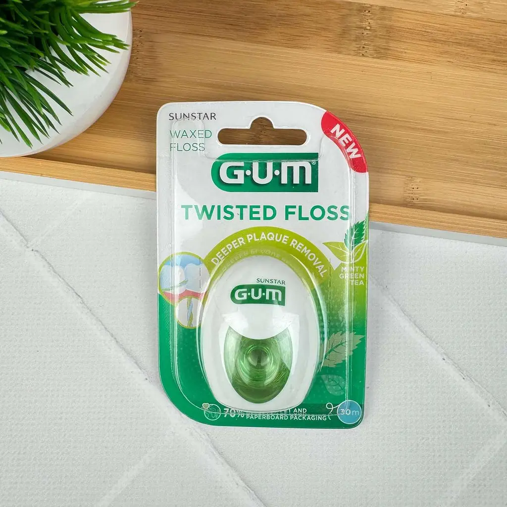 3убна нитка Gum Twisted м'ятна вощена, 30 м