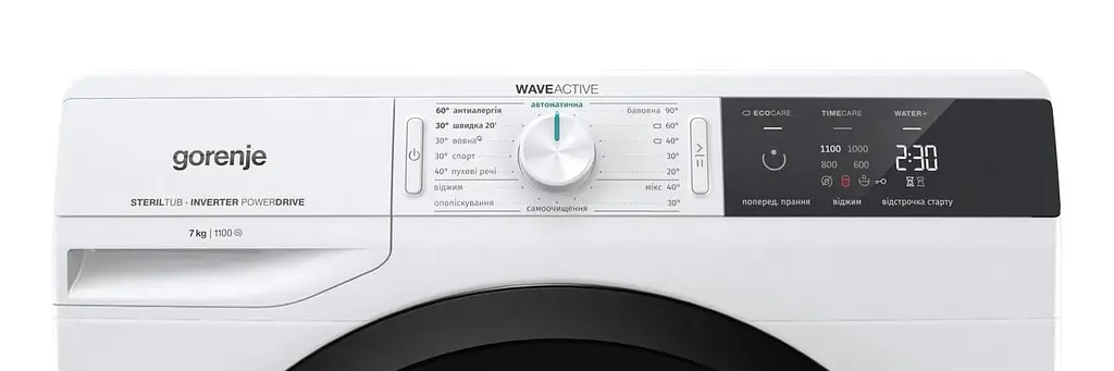 Стиральная машина Gorenje W1EI71S3/7 кг/1100 об/A-30%/16 прогр./цифровой дисплей/46.5 см/инверторная (W1EI71S3) - фото 3