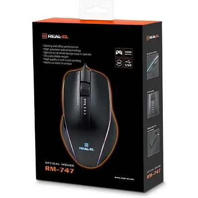Комп'ютерна мишка Real-El RM-747 USB Black (EL123200028) - фото 7