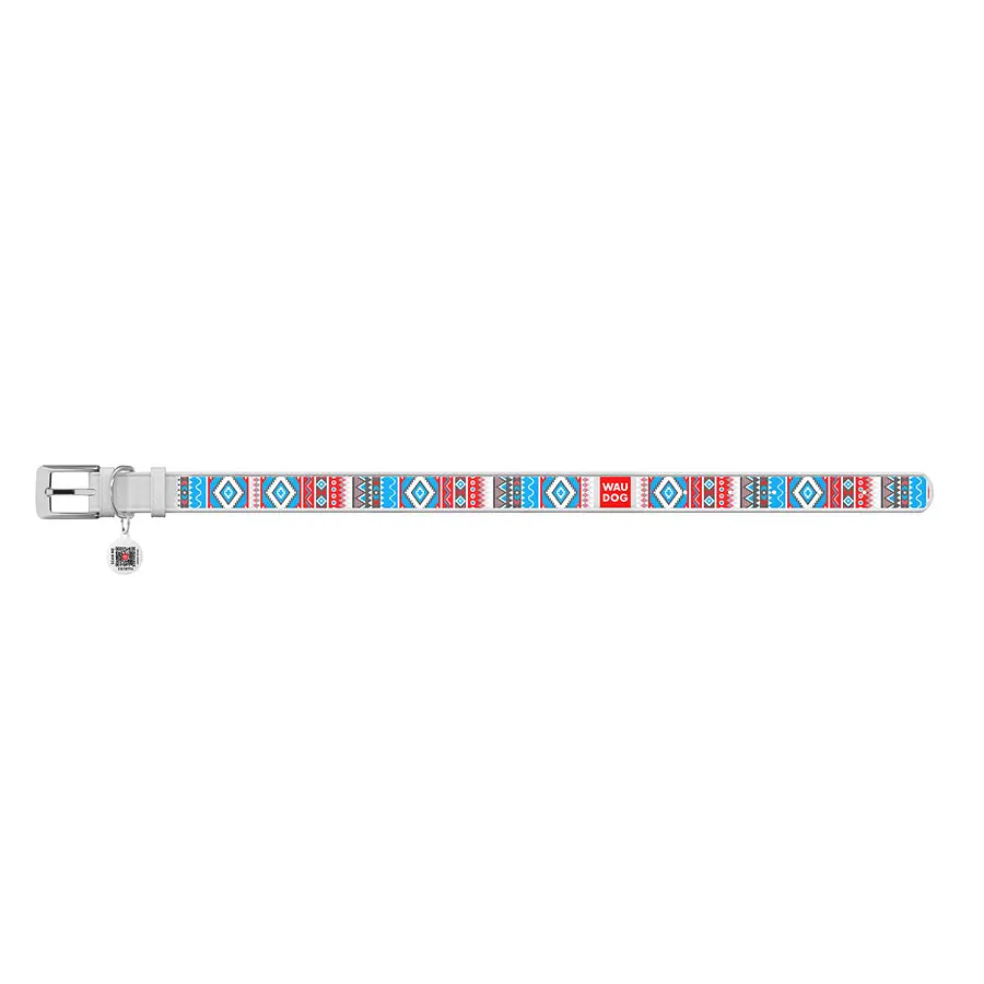 Нашийник для собак шкіряний Waudog Design з QR-паспортом "Етно" S Ш 15 мм Д 26-35 см білий - фото 2