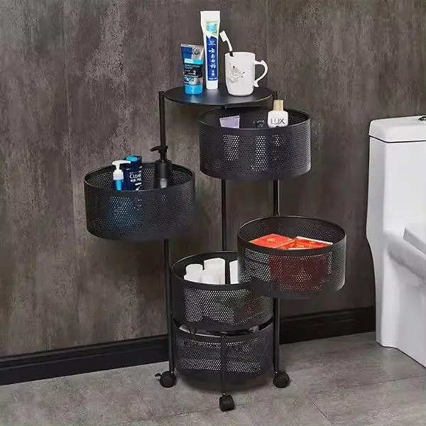 Этажерка Stenson Sphere на колесах 5 ярусов R93517-BK (35628) - фото 8