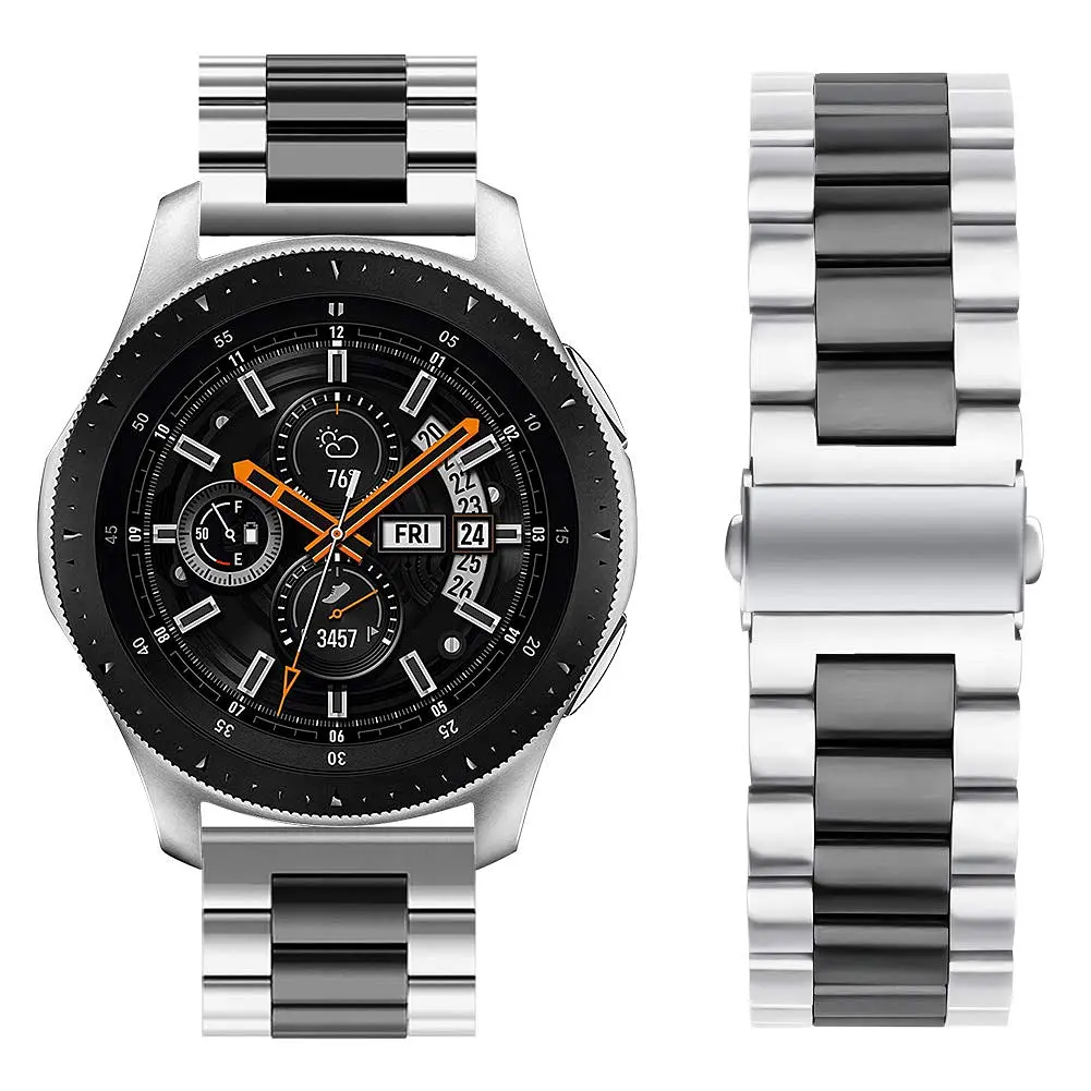 Ремінець BeWatch сталевий 22 мм Duo для Samsung Galaxy Watch 46 мм/Gear 3 Silver Black (1025411) - фото 2
