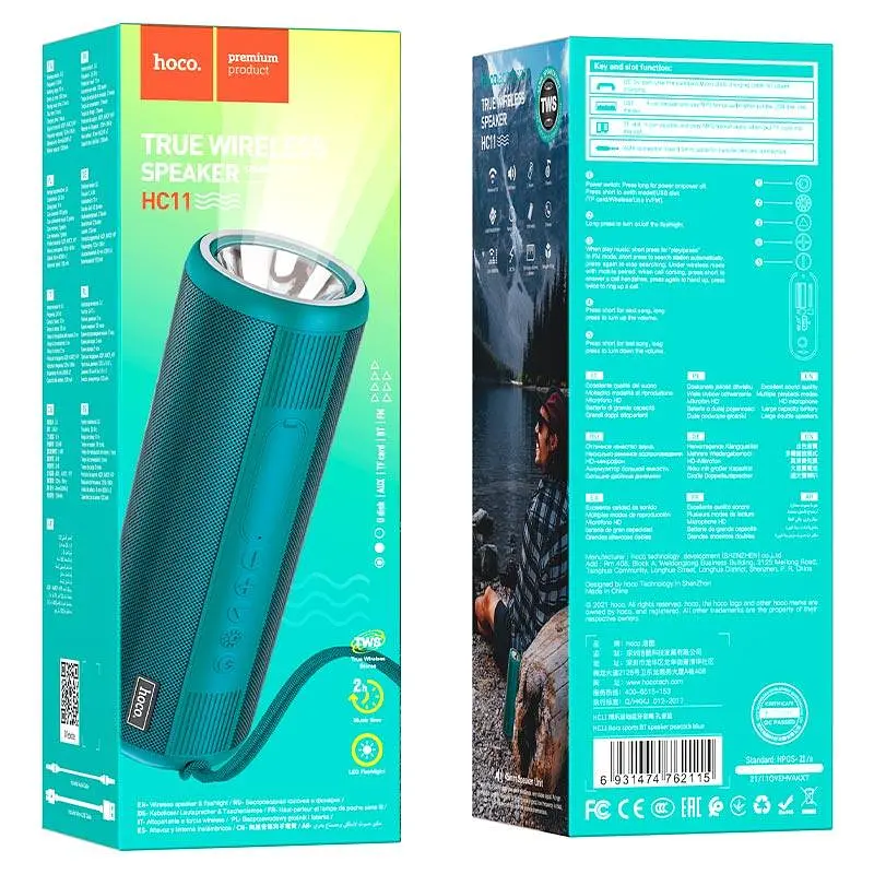 Портативна Bluetooth-колонка Hoco HC11 Bora sports BT speaker Peacock Зелена - фото 3