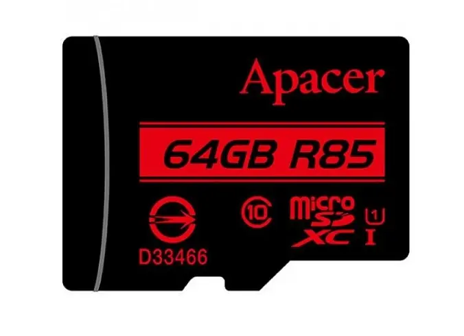 Карта памяти Apacer microSDXC 64 GB Class 10 UHS-I R85 + SD adapter [AP64GMCSX10U5-R] [68138] - фото 4