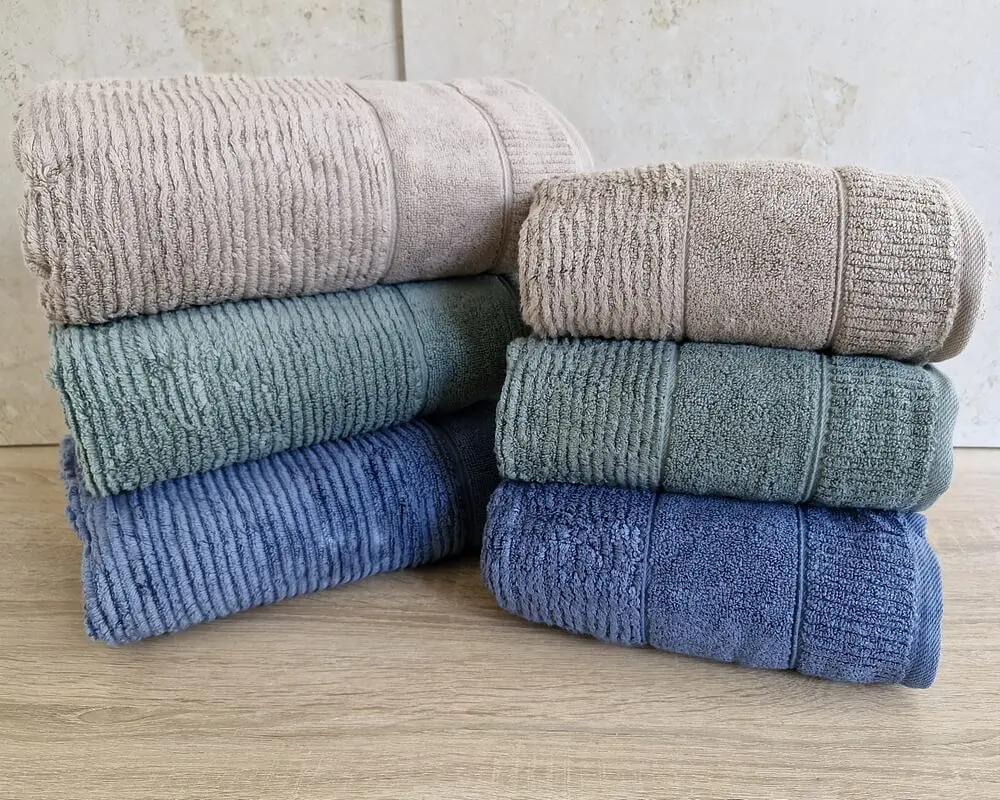 Набір турецьких махрових рушників Cestepe MicroCotton Premium 3 штуки 50x90 + 3 штуки 70х140 Nevara 2 щільність 600 г/м2 - фото 4