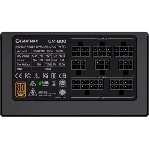 Блок живлення 800 Вт, GM-800, Black, модульний GameMax teh0028881 - фото 6