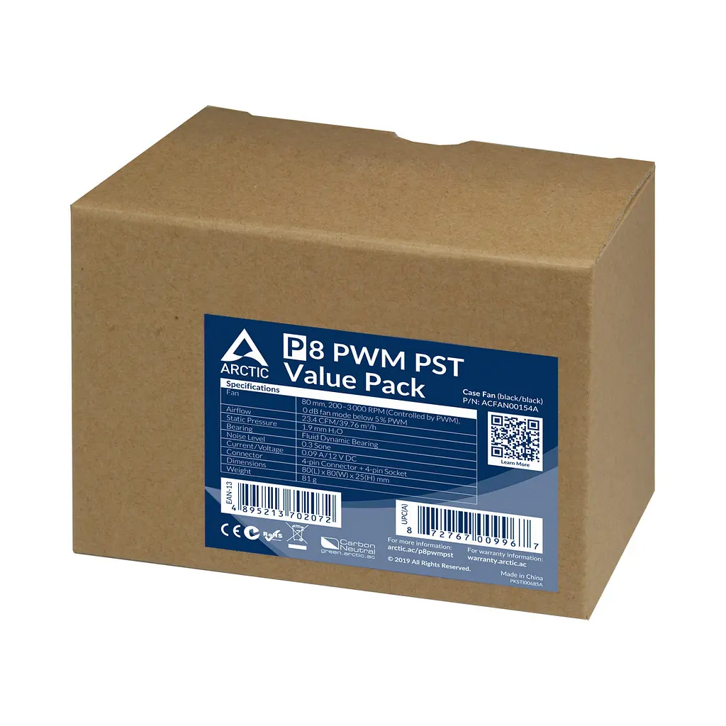 Вентилятор Arctic P8 PWM PST Чорний - 5 Pack (ACFAN00154A) - фото 3