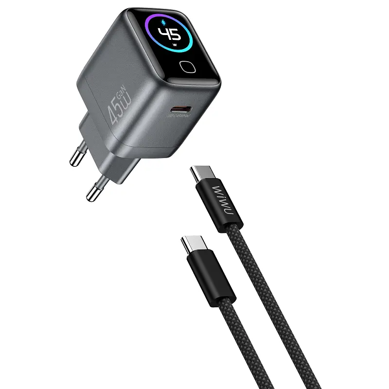 МЗП CHG500 Voyager PD45W (1USB-C) + кабель Type-C to Type-C Grey Wiwu teh0029658 - фото 3