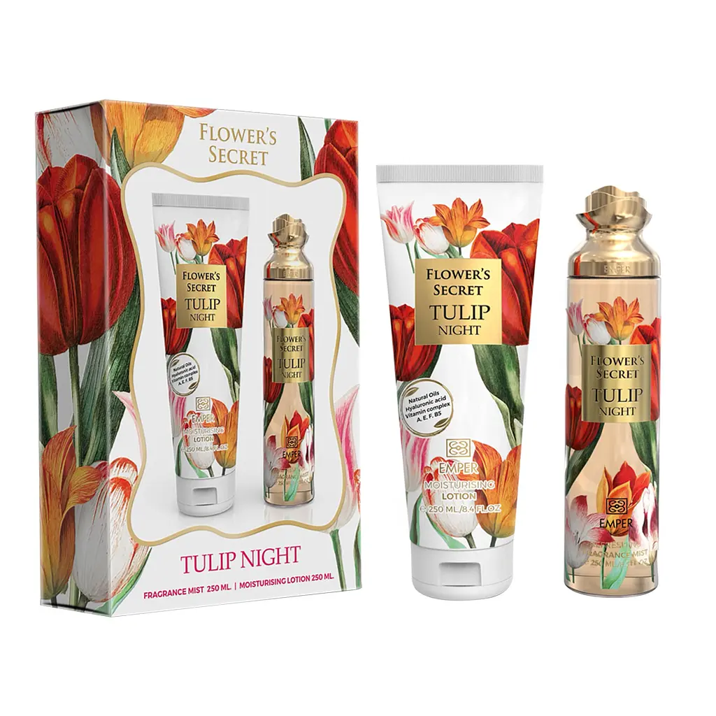 Подарочный набор женский Emper Flower`s Secret Tulip Night 250 мл body mist + 250 мл body lotion (MM36058) - фото 2