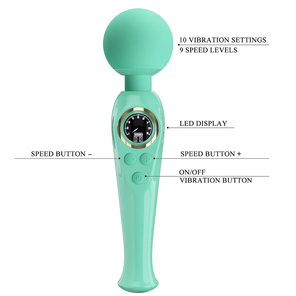 Вібромасажер PRETTY LOVE - Skyler Green, 10 vibration functions 9 speed levels PRETTY LOVE BW-055016LED-2 98569 - фото 4