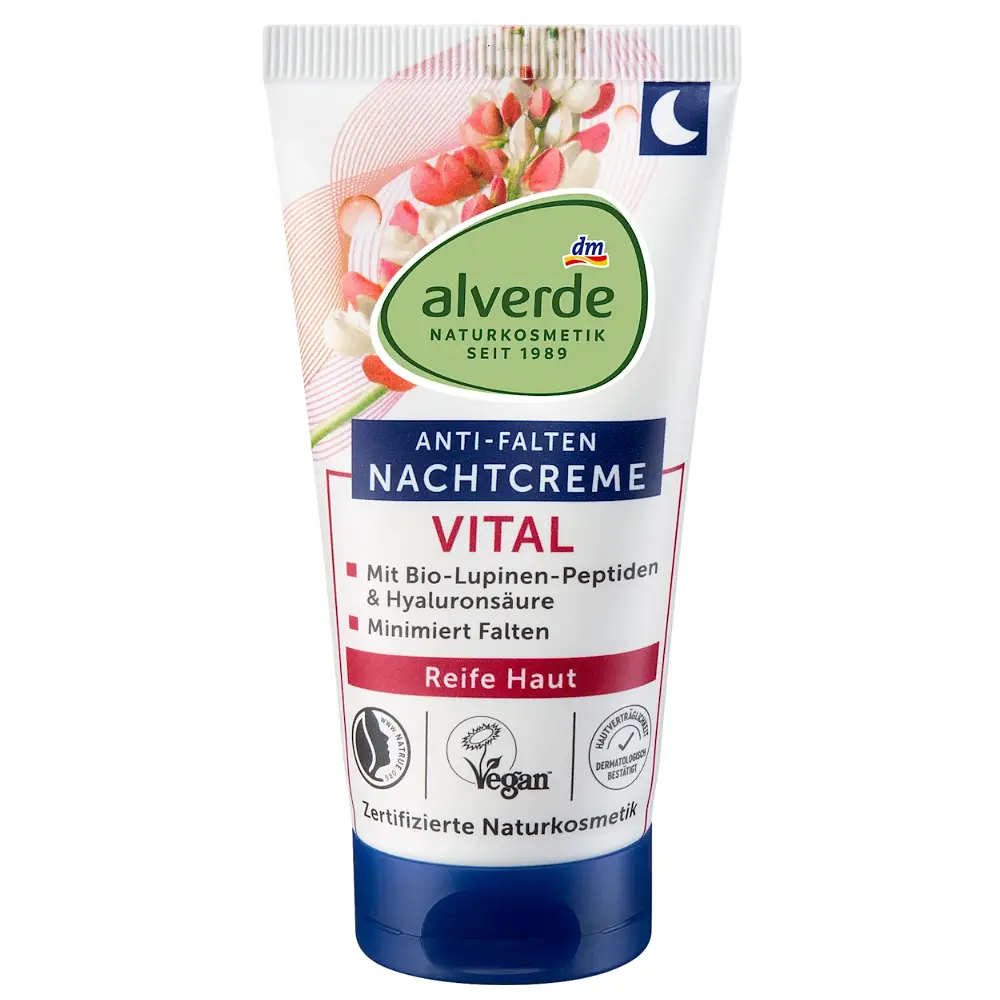 Нічний живильний крем для обличчя Alverde Naturkosmetik з органічними пептидами люпину 50 мл - фото 3