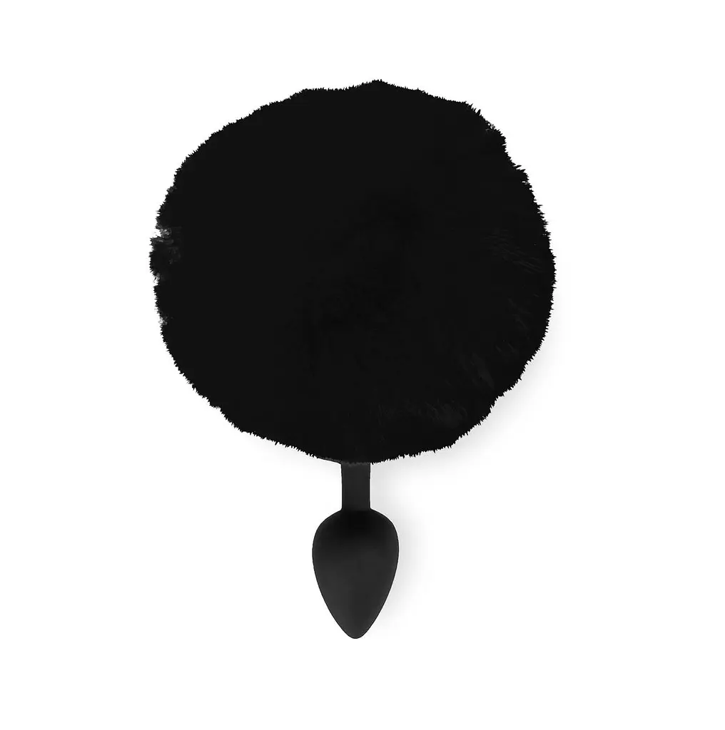 Силіконова анальна пробка М Art of Sex - Silicone Bunny Tails Butt plug Black, діаметр 3,5 см - фото 2