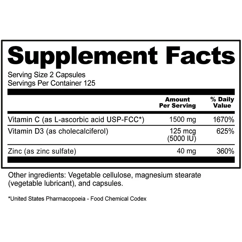 Дієтична добавка NutriBiotic Vitamin C + D3 & Zinc 250 капсул - фото 4