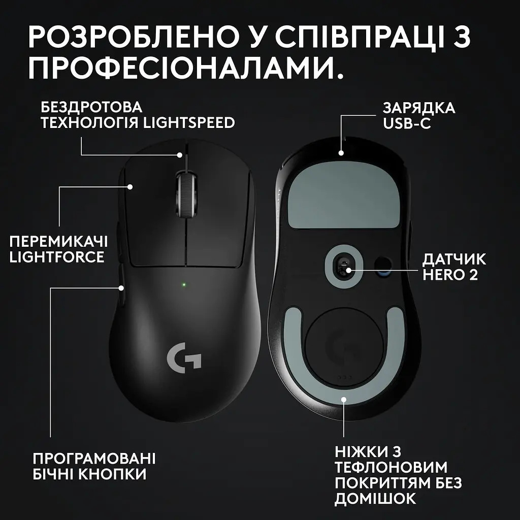 Миша Logitech G Pro X Superlight 2 DEX Black (910-007357) - фото 6