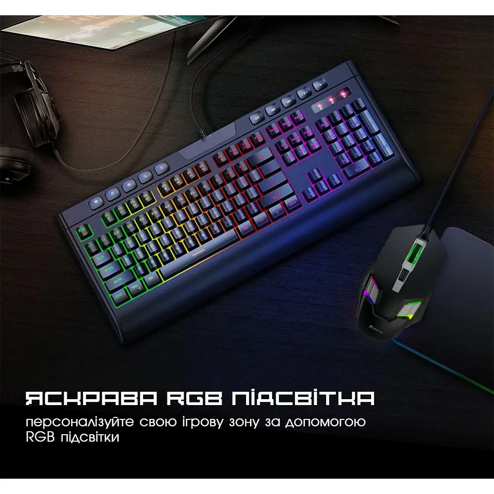 Комплект проводной игровой клавиатуры с мышкой Xtrike Me 2 в 1 с RGB подсветкой 11556 - фото 5