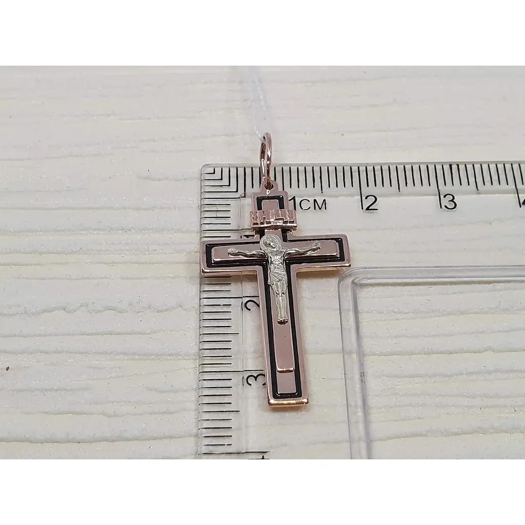 Золотий хрестик Харківська ювелірна фабрика Розп'яття Христа з емаллю. 173-ЕІН - фото 4