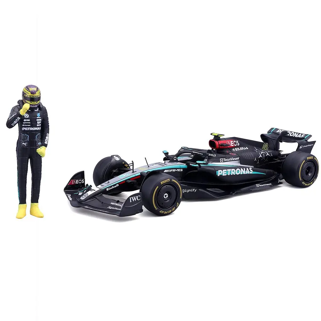 Автомодель з фігуркою – MERCEDES-AMG PETRONAS F1 W15 (2024) (1:24) Bburago 18-28069 (#44) - фото 2