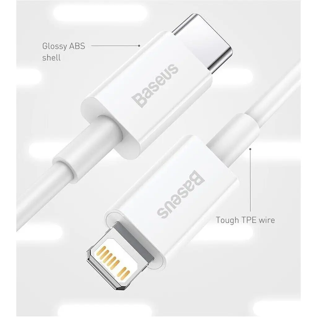 Кабель Baseus Superior Series USB-C to Lightning 20W 0.25m White (CATLYS-02) [111359] - фото 6