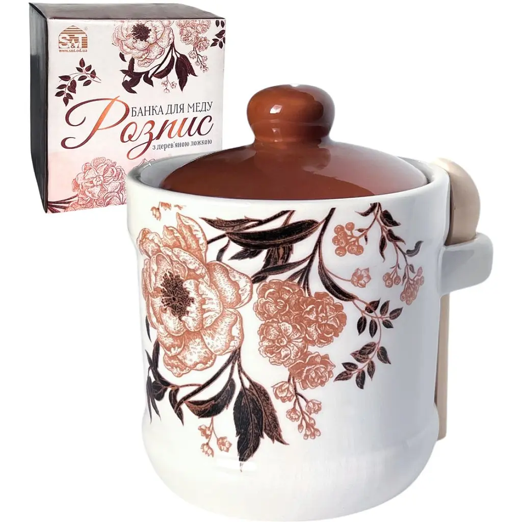 Банка для меда SnT Роспись с деревянной ложкой (700-04-19) - фото 2