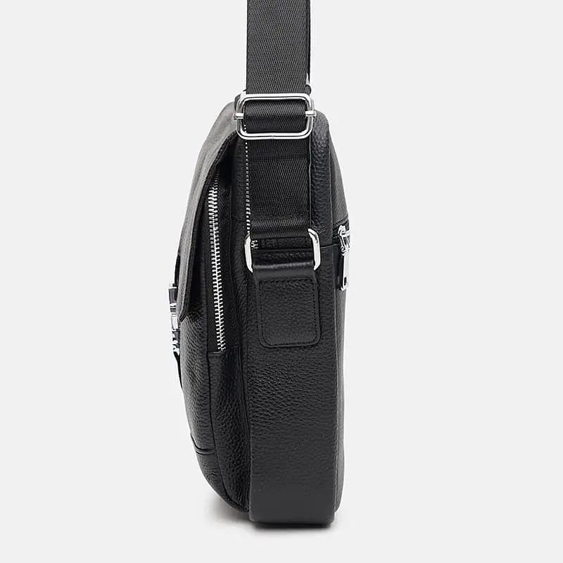Чоловіча сумка Borsa Leather k19747-black 27х21х7 см Чорний - фото 4