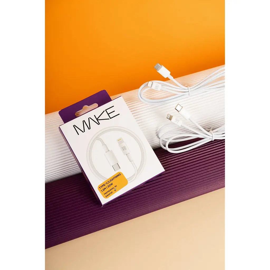 Кабель Make Type-C to Lightning 3A 1.2 м TPE White - фото 2