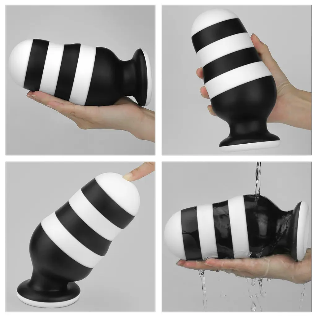 Анальна пробка LoveToy X-Missioner 18 см (чорно-білий) - фото 16