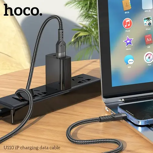 Кабель HOCO U110 charging data cable for Lightning/2,4A/1,2m чорний - фото 2