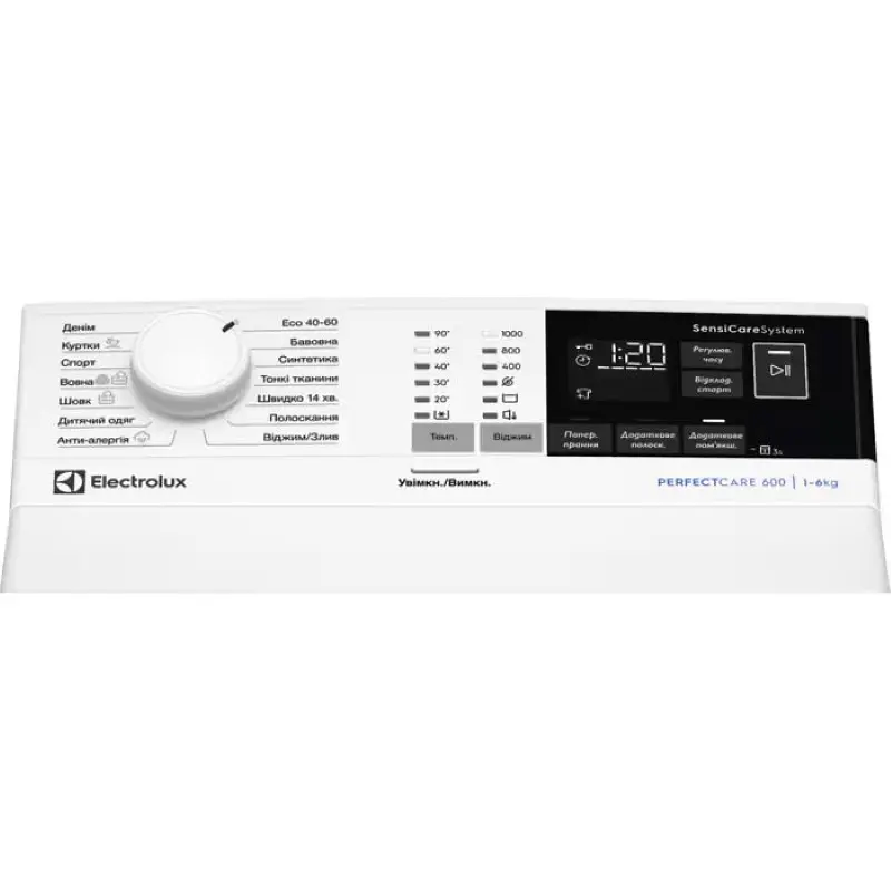 Electrolux Пральна машина Electrolux вертикальна, 6кг, 1000, D, 60см, дисплей, білий - фото 2