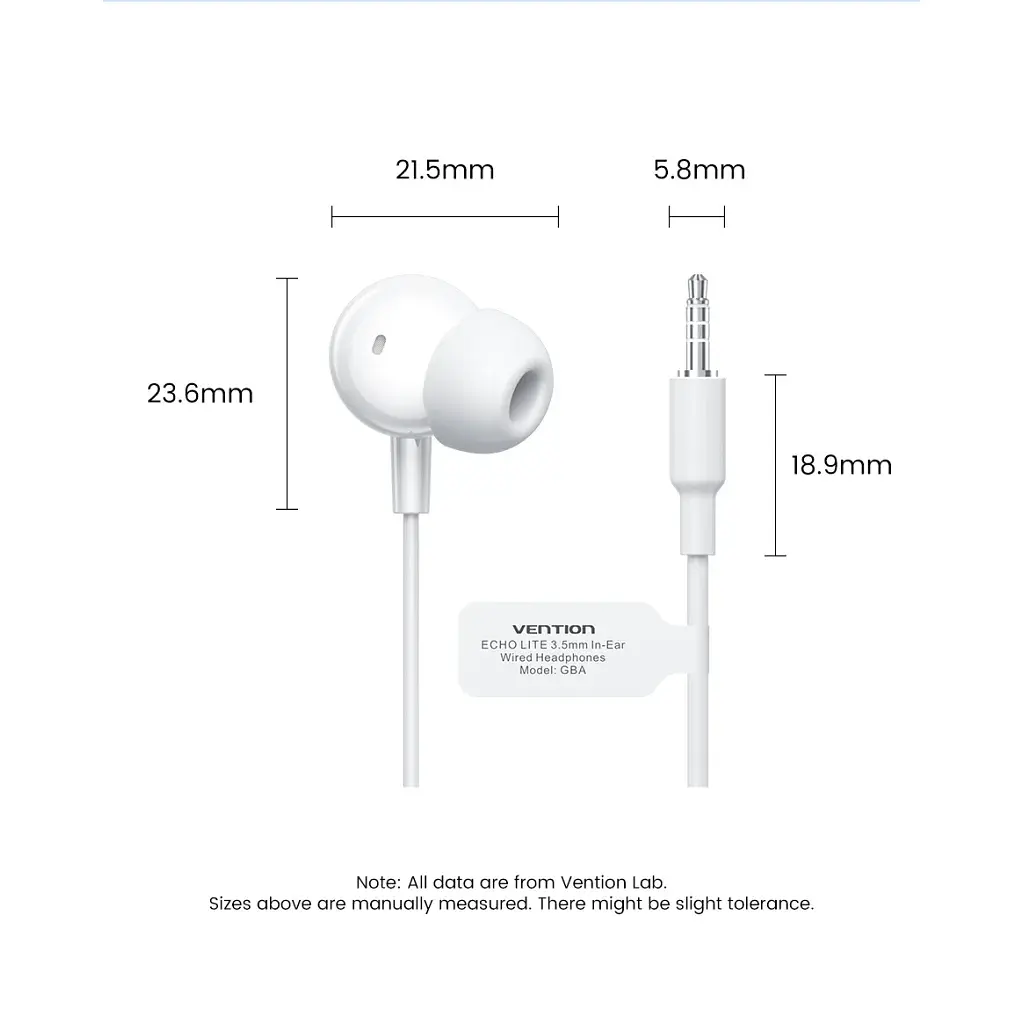 Навушники Vention Echo Lite 3.5mm In-Ear Wired White (GBAWAV) - фото 12