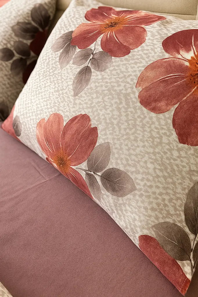 Комплект постільної білизни Ecotton Сімейний 150х215 см із фланелі теплий Flowers червоний (23201) - фото 2