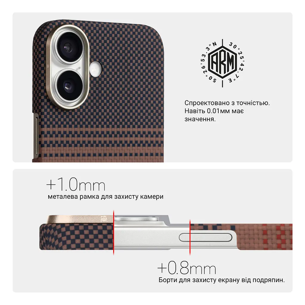 Защитный чехол для Apple iPhone 17, BlackIcon Kevlar MagCase, кевларовый, разноцветный, панель, накладка с поддержкой MagSafe, противоударный, защита всего корпуса, усиленные углы, совместим с беспроводной зарядкой, ArmorStandart (ARM90153) - фото 6