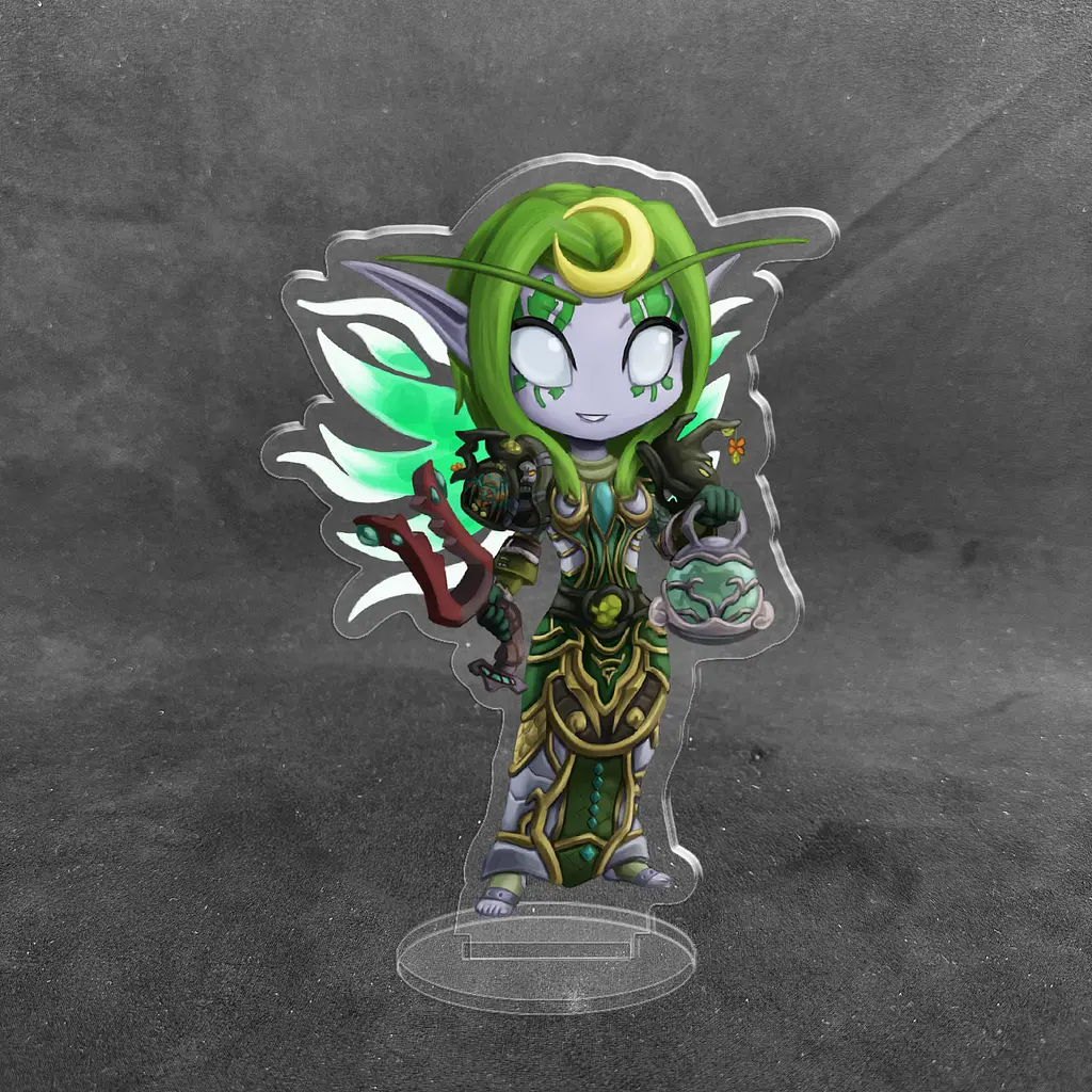 Акрилова колекційна фігурка World of Warcraft Чібі Chibi Нічна Ельфійка Друїд 10 см
