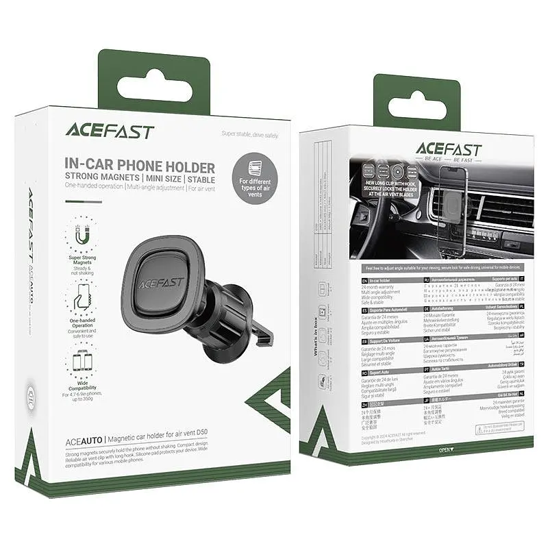 Автотримач для телефона Acefast D50 magnetic car holder for air vent чорний - фото 2