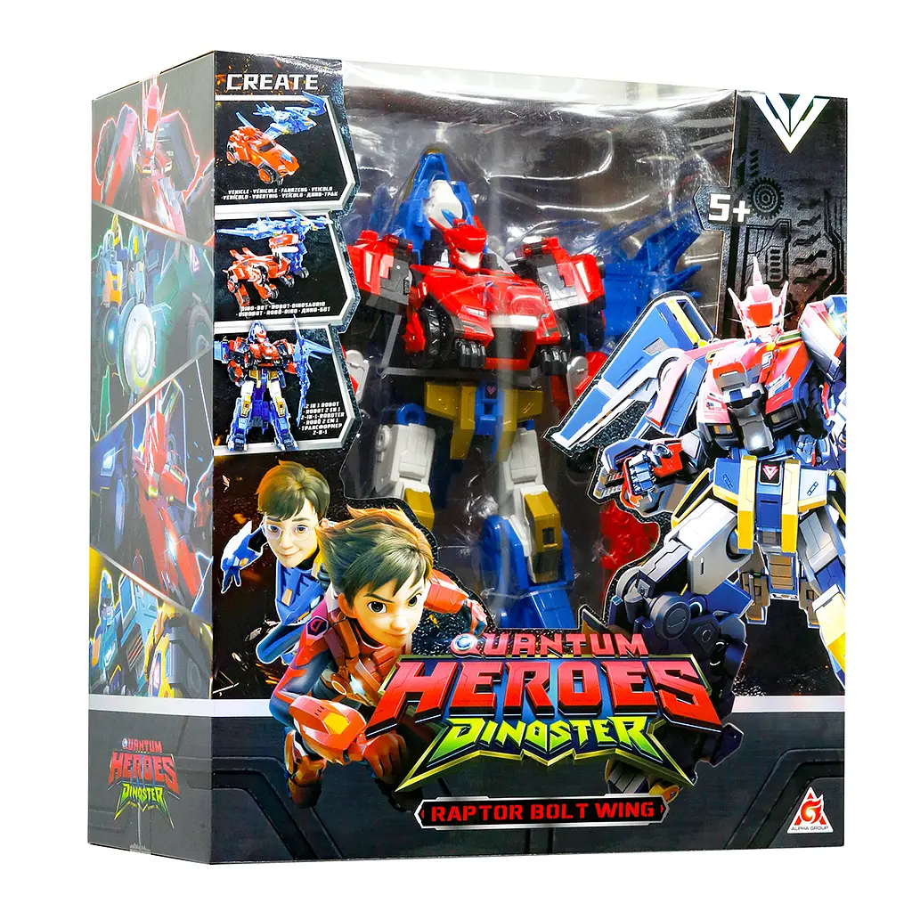 Ігровий набір з роботом-трансформером Dinoster Раптор Болт Вінг 2 машини та динозаври (EU580806N) - фото 4