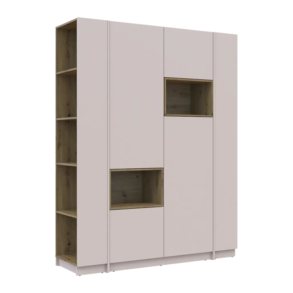 Шафа для одягу з нішою та етажеркою Doros Дейл Кашемір/Дуб Артизан 2 ДСП 143.2х52х220 (44900336) - фото 5