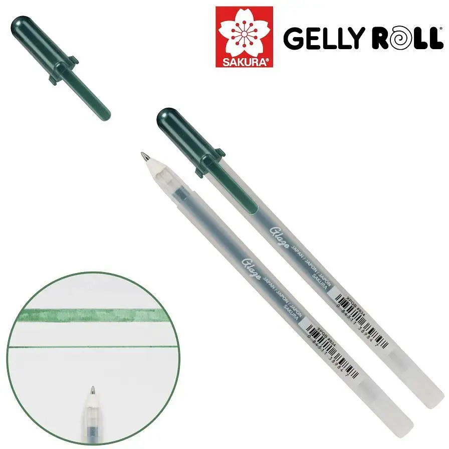 Ручка гелевая Sakura Glaze 3D-Roller Зеленый темный - фото 2