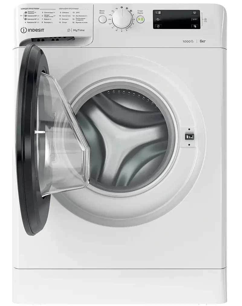 Пральна машина Indesit OMTWSE 61051 WK UA, White, 6кг, фронтальна, 16 програм, дисплей, 1000 об/хв, клас енергоспоживання A+++, 85x59.5x42.5 - фото 4