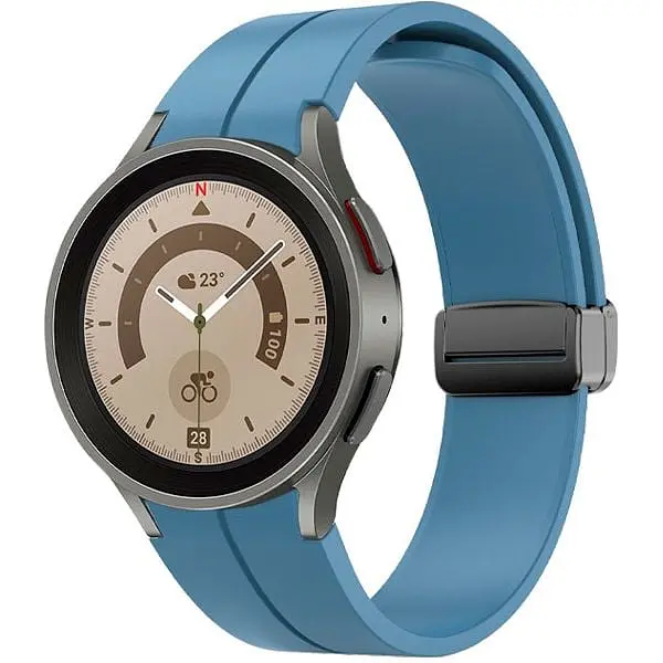 Ремешок для Samsung Galaxy Watch FE - светло-синий ширина крепления 20мм силикон Watchbands Cls-black (FEWB37414766) - фото 1