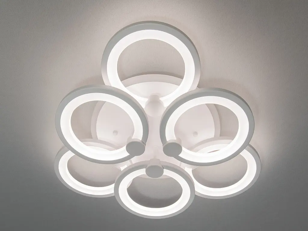 Люстра стельова LED Diasha 8022/3+3WH, 115W, 3200K-6500K, білий метал, з пультом диммером, сучасний стиль для дому - фото 4