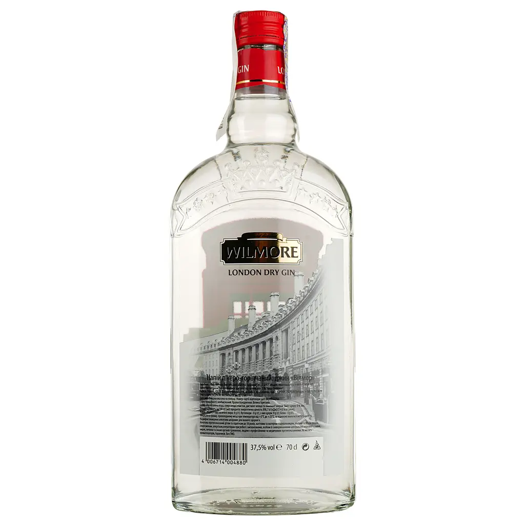 Упаковка джина Wilmore London Dry Gin 37.5% 4.2 л (0.7 л х 6 шт.) - фото 3